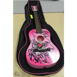 GIRLS PINK FIRST ACT GUITAR WITH  CASE