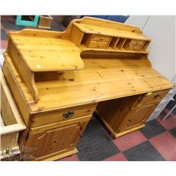 LARGE SOLID WOOD COMPUTER DESK.