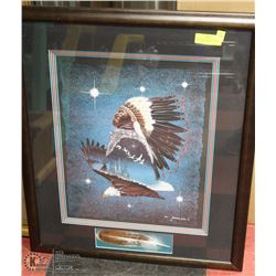 NATIVE PICTURE SIGNED BY GARY YOUNG FRAMED AND