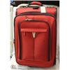Image 1 : DELSEY RED CARRYON PULL ALONG SUITCASE.
