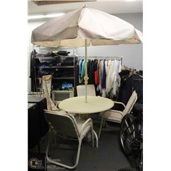 7PC PATIO SET INCL 4 CHAIRS , UMBRELLA  AND STAND