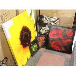 LOT OF ASSORTED CANVAS PICTURES