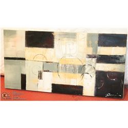 ON CHOICE: LARGE CANVAS ABSTRACT PAINTING. 24"X47"