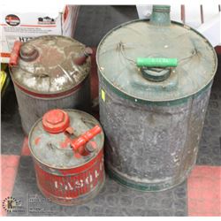 GROUP OF 3 VINTAGE GAS CANS