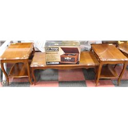 ESTATE SOLID WOOD 3 PC COFFEE TABLE SET