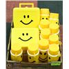 Image 1 : FLAT OF HAPPY FACE LUNCHBOXES AND THERMOSES
