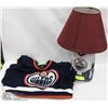 Image 2 : LOT OF OILER JERSEY AND CUSTOM OILER KEG LAMP