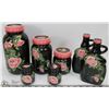 Image 1 : LOT OF 6 HANDPAINTED MASON JARS + BOTTLES
