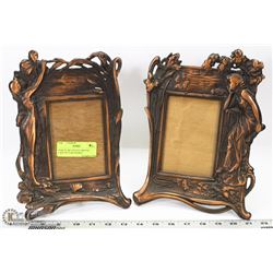 PAIR OF ART NOVEAU BRONZE LADY PICTURE FRAMES