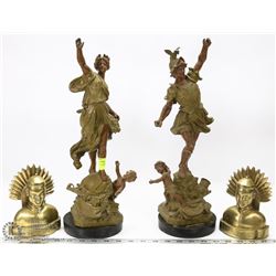 PAIR OF ANTIQUE SPELTER FIGURINES