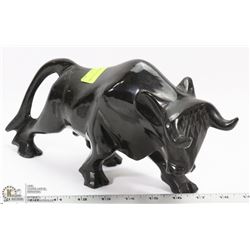 METAL BLACK BULL FIGURINE
