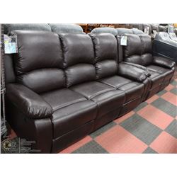 NEW BROWN LEATHERETTE RECLINING SOFA WITH LOVE