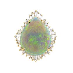 14KT Yellow Gold 17.36ct Opal and Diamond Ring