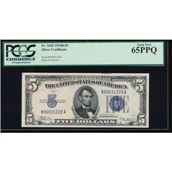 1934B $5 Silver Certificate PMG 65EPQ