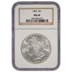 1896 $1 Morgan Silver Dollar Coin NGC MS64
