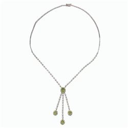 18KT White Gold 1.77ctw Peridot and Diamond Necklace