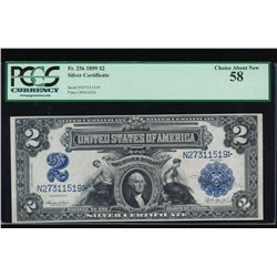 1899 $2 Mini Porthole Silver Certificate PCGS 58