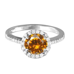 14KT White Gold 2.11ct Citrine and Diamond Ring