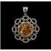 Image 1 : 5.56 ctw Citrine and Diamond Pendant - 14KT White Gold