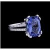 8.30 ctw Tanzanite and Diamond Ring - 14KT White Gold