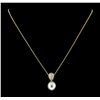 Image 1 : Pearl and Diamond Pendant With Chain - 14KT Yellow Gold