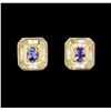 1.25 ctw Tanzanite and Diamond Earrings - 18KT Yellow Gold