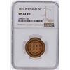 Image 1 : 1921 Portugal 5 Centavos Coin NGC MS64RD