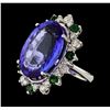 20.78 ctw Tanzanite and Diamond Ring - 14KT White Gold