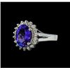 2.96 ctw Tanzanite and Diamond Ring - 14KT White Gold