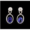 3.58 ctw Tanzanite and Diamond Earrings - 14KT White Gold
