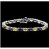 Image 1 : 14KT White Gold 14.97 ctw Blue and Yellow Sapphire Bracelet