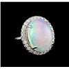 17.50 ctw Opal and Diamond Ring - 14KT White Gold