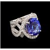 12.92 ctw Tanzanite and Diamond Ring - 14KT White Gold