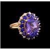 14KT Rose Gold 5.94 ctw Tanzanite, Sapphire and Diamond Ring