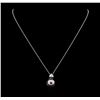 0.33 ctw Pearl and Diamond Pendant - 14KT White Gold