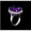 Image 4 : 13.08 ctw Amethyst and Diamond Ring - 14KT White Gold