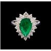 Image 2 : 14KT White Gold 2.02 ctw Emerald and Diamond Ring