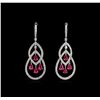 Image 1 : 4.12 ctw Ruby and Diamond Earrings - 18KT Two-Tone Gold