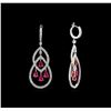 Image 2 : 4.12 ctw Ruby and Diamond Earrings - 18KT Two-Tone Gold