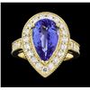 Image 2 : 4.05 ctw Tanzanite and Diamond Ring - 14KT Yellow Gold