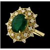 3.68 ctw Emerald and Diamond Ring - 14KT Yellow Gold
