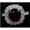 5.30 Carat Cushion Cut Rhodolite Anniversary Diamond Wedding Ring in 14k White G