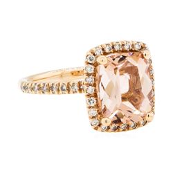 3.06 ctw Morganite and Diamond Ring - 14KT Rose Gold