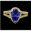 Image 2 : 2.05 ctw Tanzanite and Diamond Ring - 14KT Yellow Gold