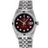 Image 1 : Rolex Mens Stainless Steel Red Vignette Diamond & Ruby Datejust Wristwatch