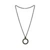 Image 1 : Crystal Pave Circle Pendant Necklace - Rhodium Plated