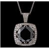 Image 1 : 14KT White Gold 18.84 ctw Black Diamond Pendant With Chain