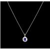Image 2 : 1.75 ctw Tanzanite and Diamond Pendant With Chain - 14KT White Gold