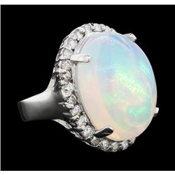 14.60 ctw Opal and Diamond Ring - 14KT White Gold