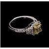 Image 1 : 1.67 ctw Light Yellow Diamond Ring - 14KT White Gold